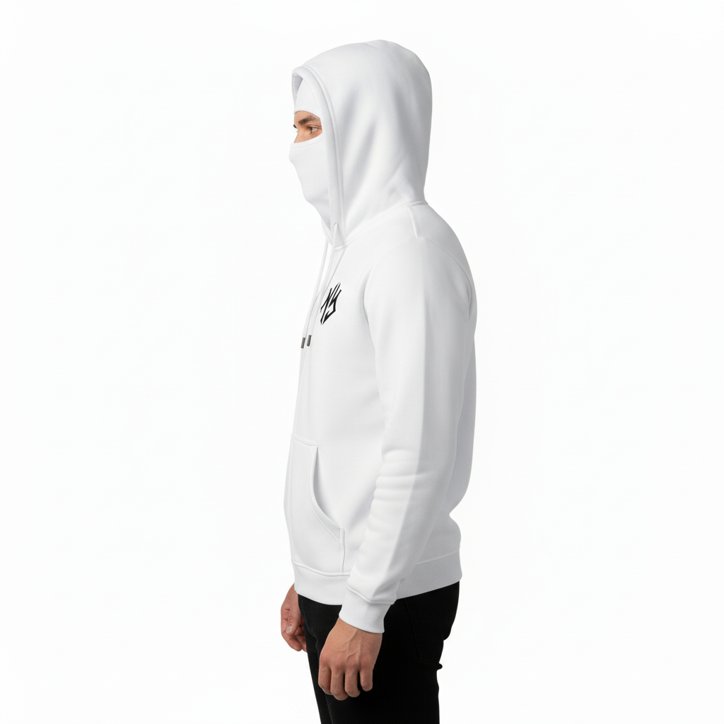 White NYC Mask Hoodie