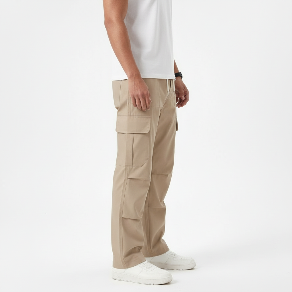 Beige Classic Cargo Pants