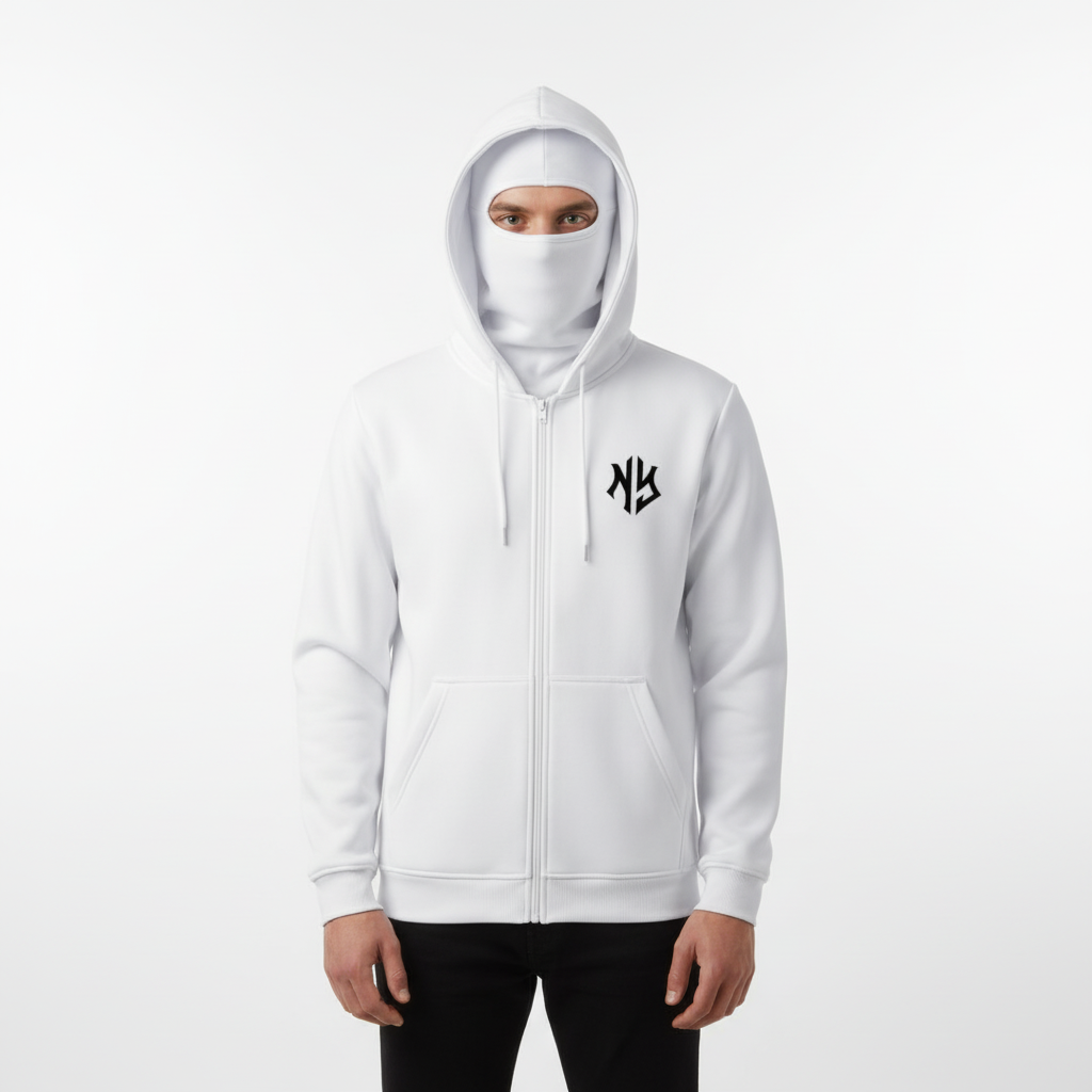 White NYC Mask Hoodie